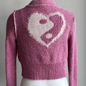 Pilcro Anthropologie Icon Heart Pink Cardigan